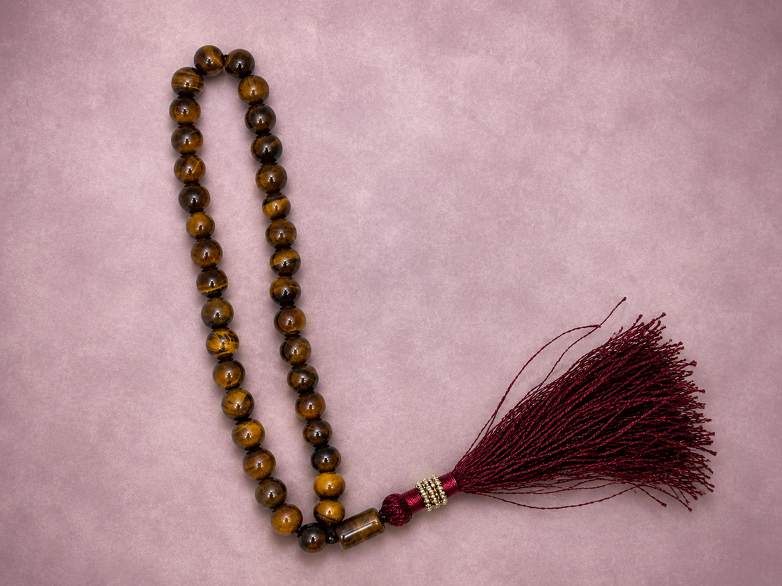 33 beads tiger-aqeeq Tasbeeh (8mm) (TB-242) (Per Piece)