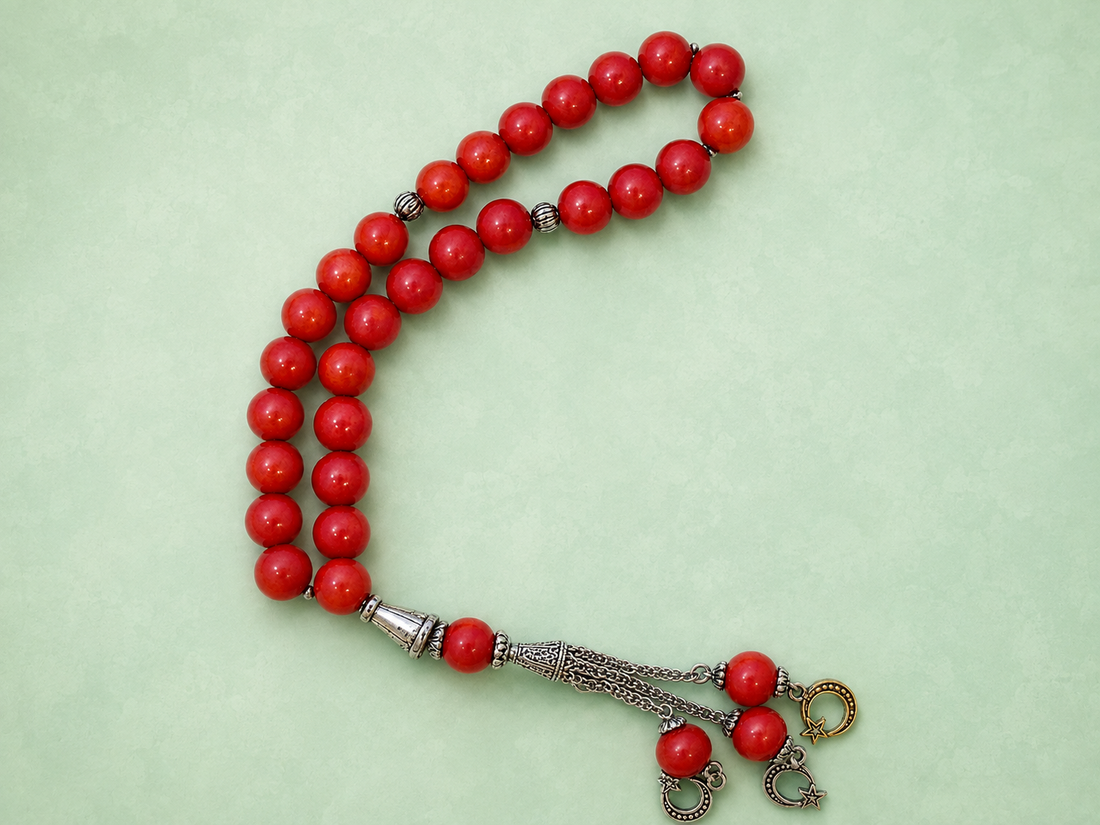 33 beads red-aqeeq chain Tasbeeh (8mm) (TB-250) (Per Piece)