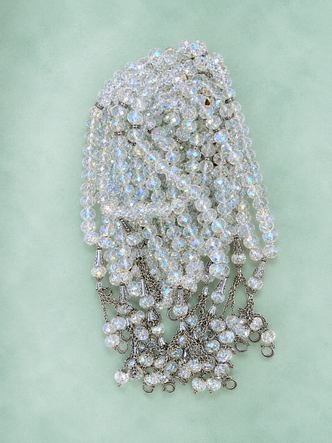 33 beads silver chain crystal Tasbeeh (12mm) (TB-225) (Per Dozen)
