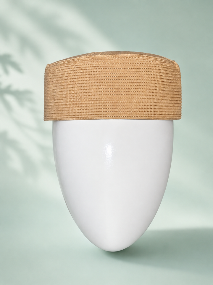Low grade Beige Aman koofi cap (c-512) (Per Piece)