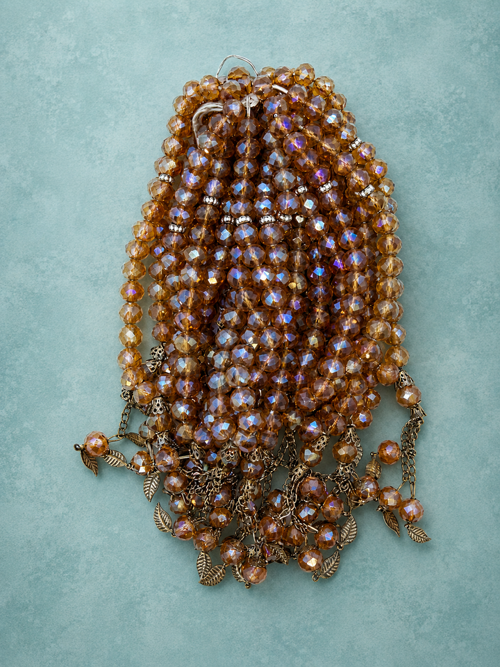 33 beads golden chain crystal Tasbeeh (12mm) (TB-224) (Per Dozen)