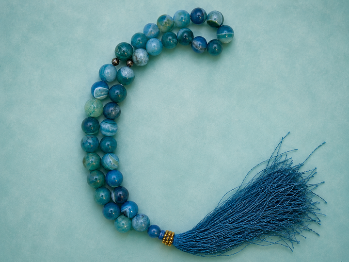 33 beads blue sulemani aqeeq (12mm) (TB-256) (Per Piece)