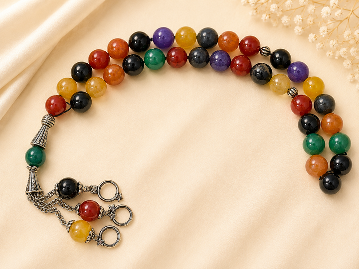33 beads multi-aqeeq chain Tasbeeh (10mm) (TB-252) (Per Piece)