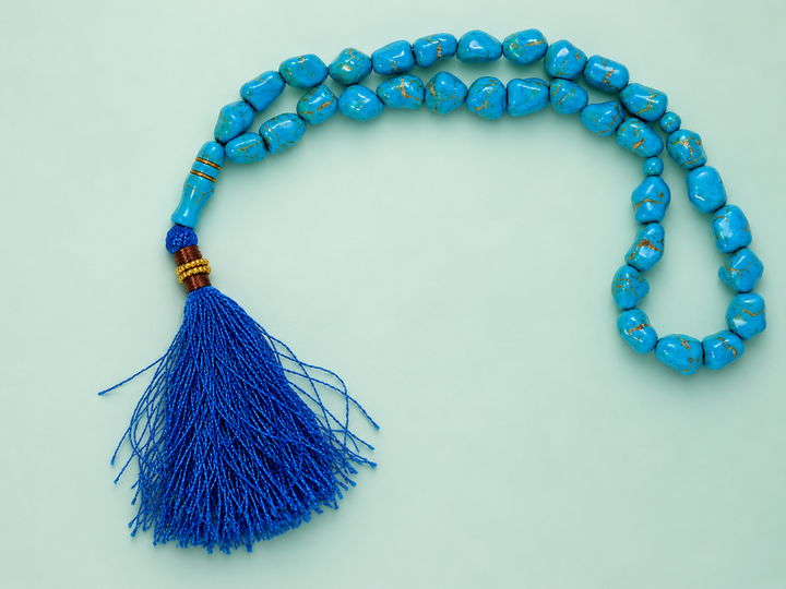 33 beads square ferozi Tasbeeh (9/12) (TB-271) (Per Piece)