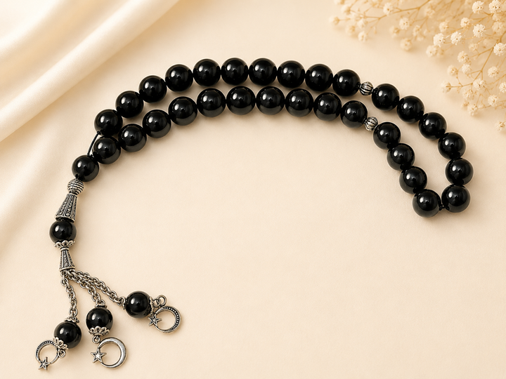 33 beads black aqeeq chain Tasbeeh (10mm) (TB-253) (Per Piece)